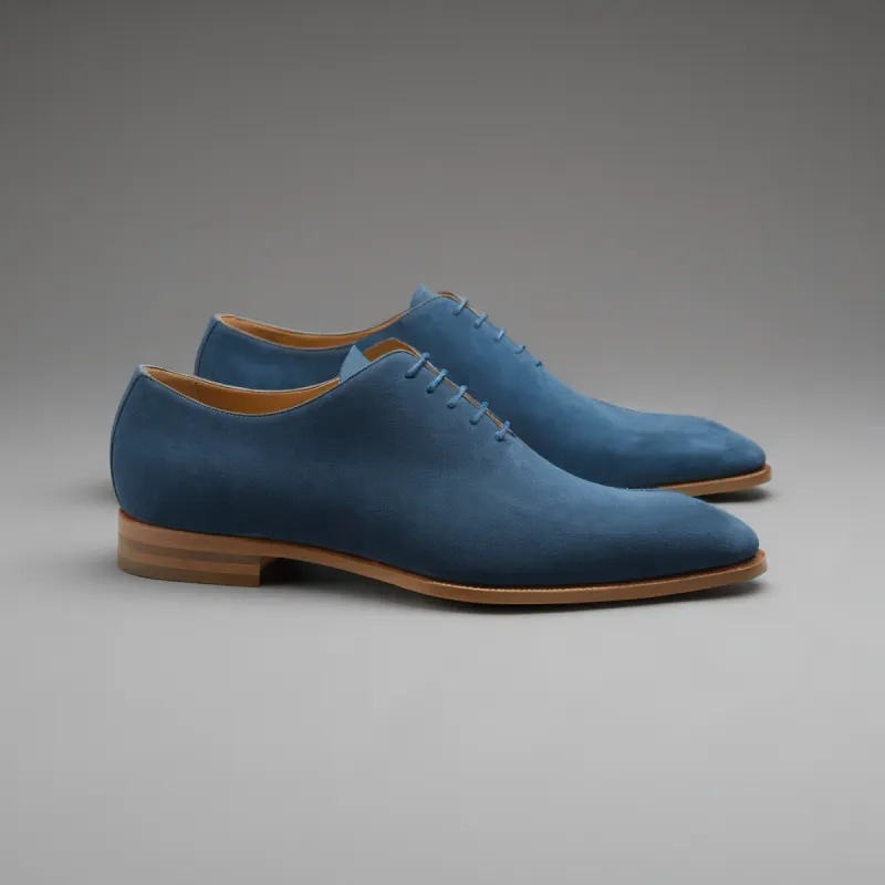 Sky Blue Suede Leather Nandes Oxford Shoes sold by Costoso Italiano