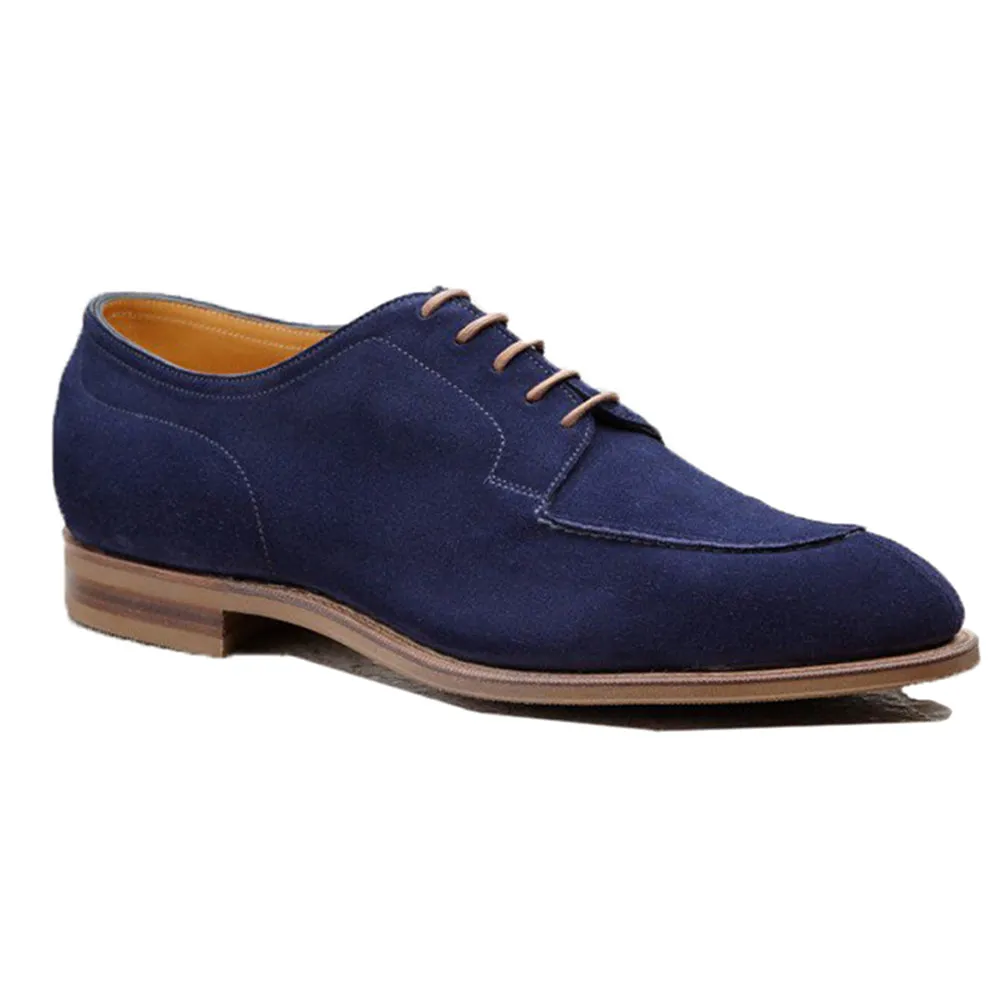 Navy Blue Suede Hamlet Derby Shoes sold by Costoso Italiano