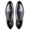 Height Increasing Navy Blue Leather Castle Monk Straps sold by Costoso Italiano