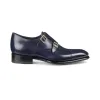 Height Increasing Navy Blue Leather Castle Monk Straps sold by Costoso Italiano