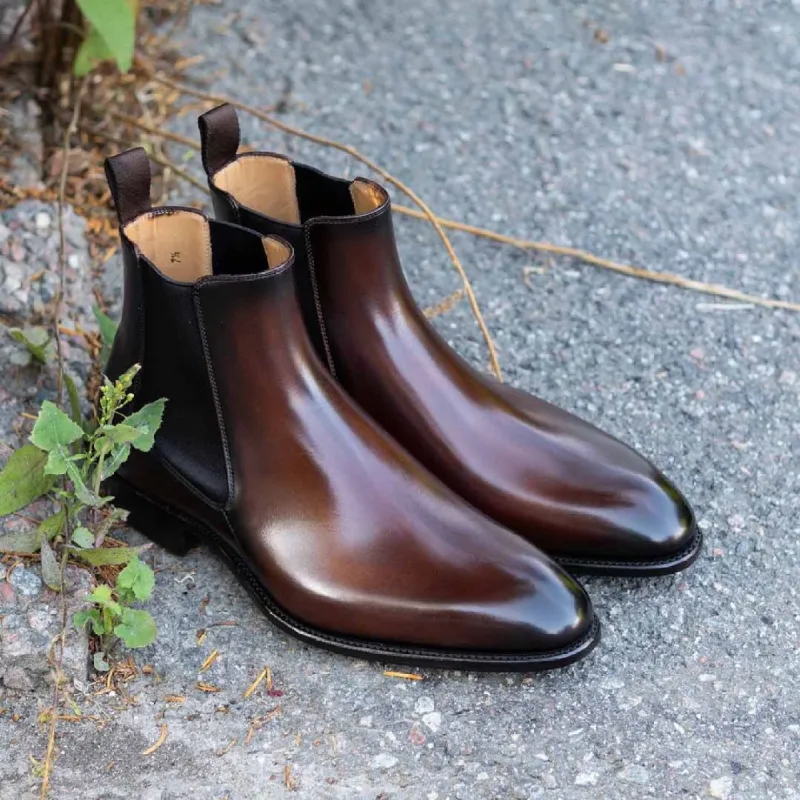 Height Increasing Brown Leather Valencia Slip On Chelsea Boots sold by Costoso Italiano