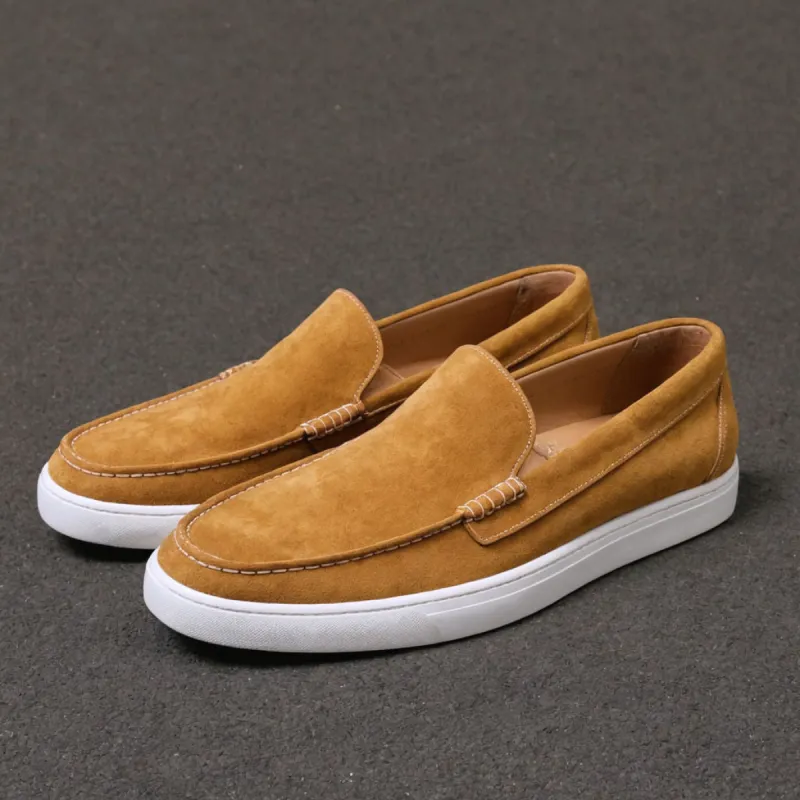 Tan Suede Leather Anthea Slip On Sneakers sold by Costoso Italiano