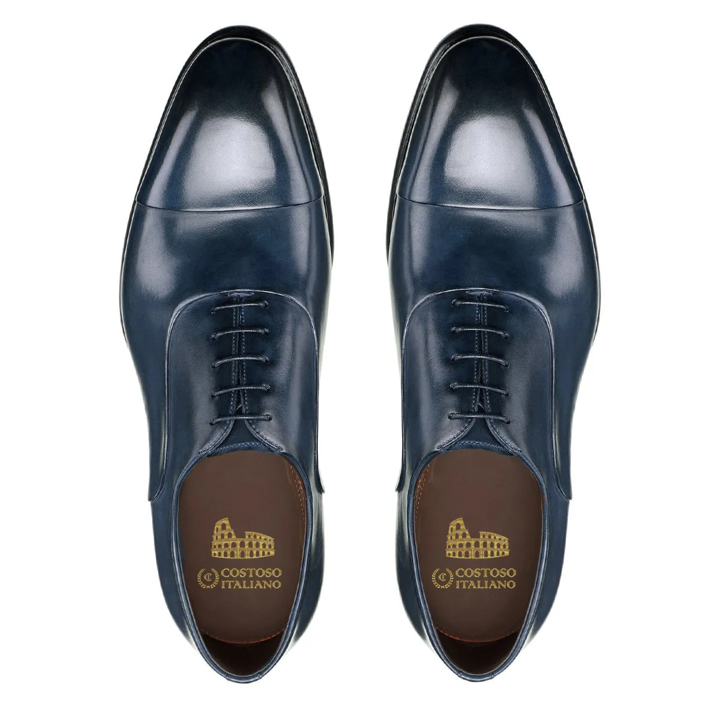 Navy Blue Leather Woodford Balmoral Toe Cap Oxfords sold by Costoso Italiano product image thumbnail 3