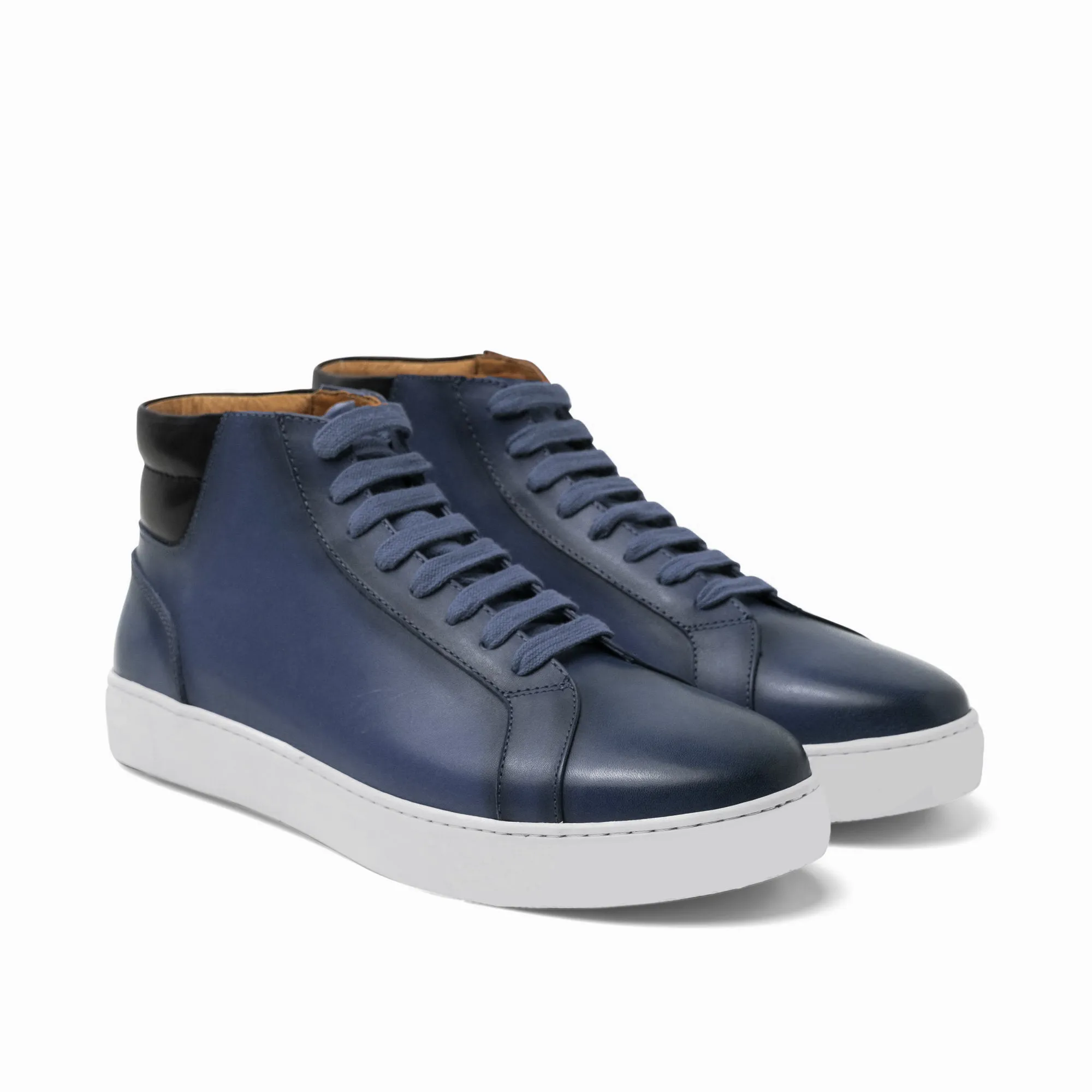 Navy Blue Leather Angus Sneaker Boots sold by Costoso Italiano