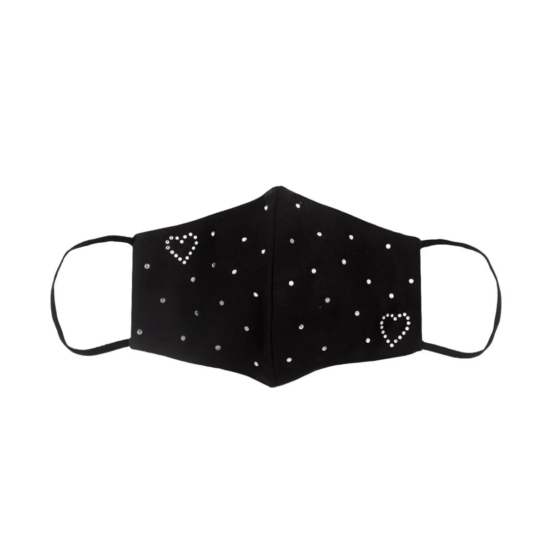 Black Silk Mask with Heart in Swarovski Crystals sold by Costoso Italiano