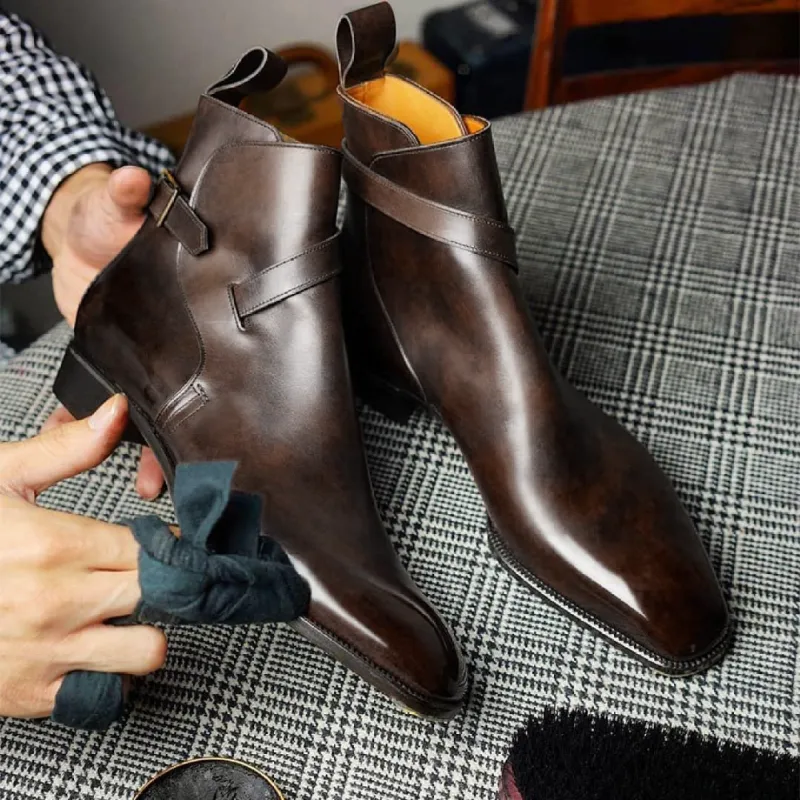 Brown Leather Alvor Slip On Jodhpur Boots sold by Costoso Italiano