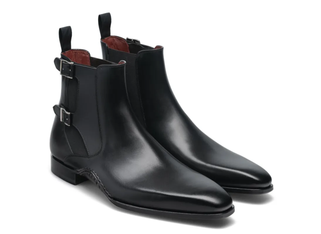 Height Increasing Black Leather Dubbow Chelsea Boots sold by Costoso Italiano