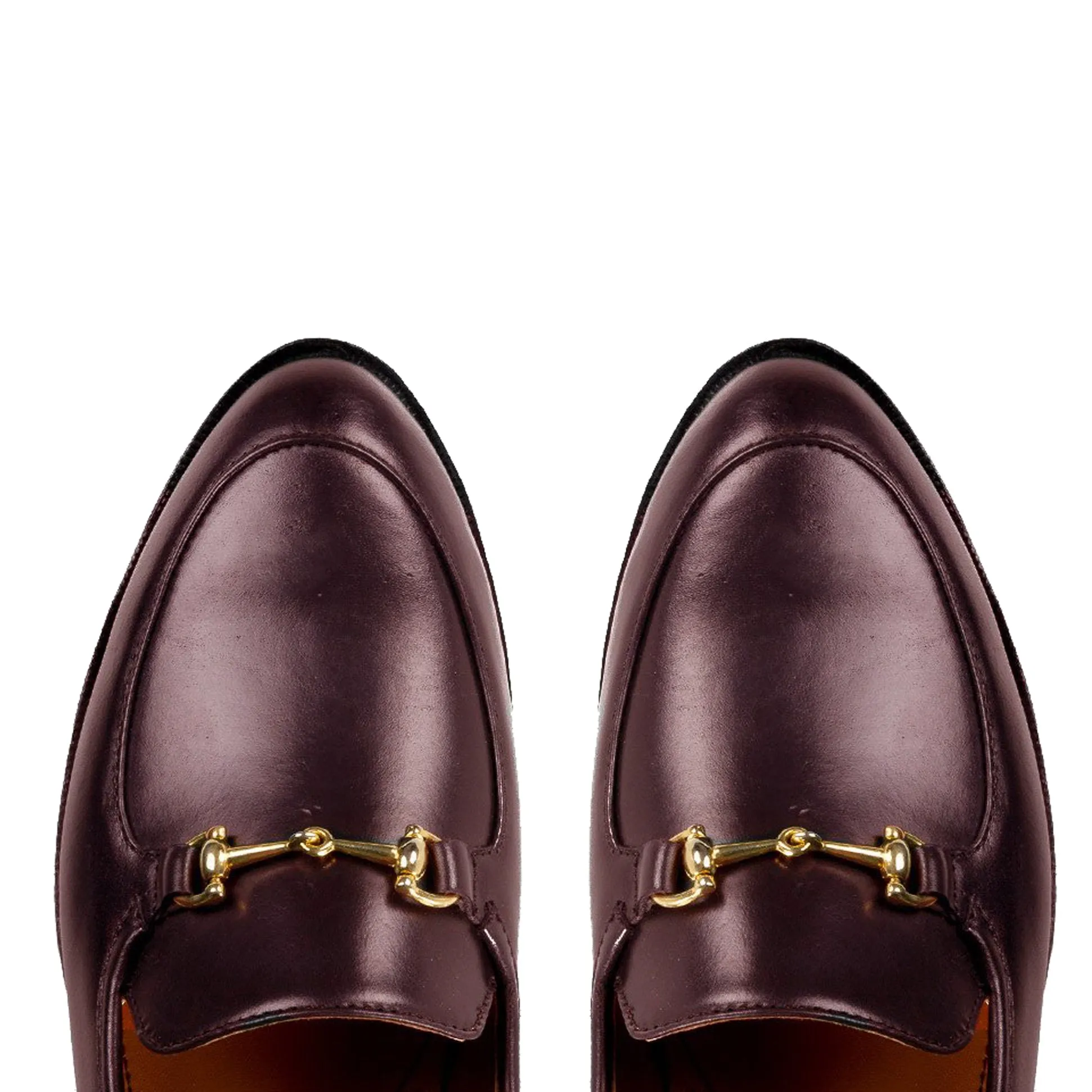 Height Increasing Brown Burgundy Leather Penela Horsebit Collapsible Loafer Slippers sold by Costoso Italiano product image thumbnail 3