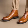 Tan Leather Likech Lace Up Combat Boots -AW24 sold by Costoso Italiano