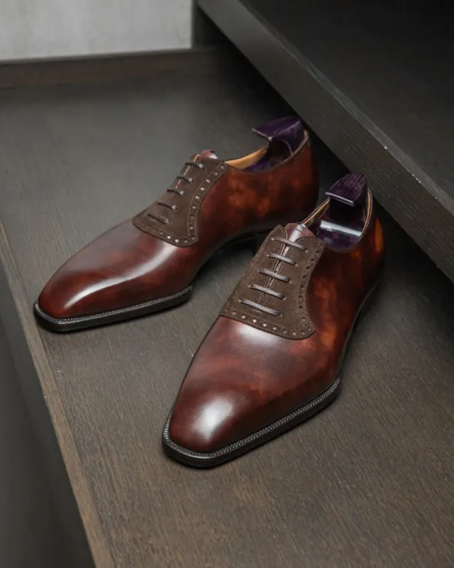 Brown Leather Livorno Brogue Oxford Shoes - AW24 sold by Costoso Italiano