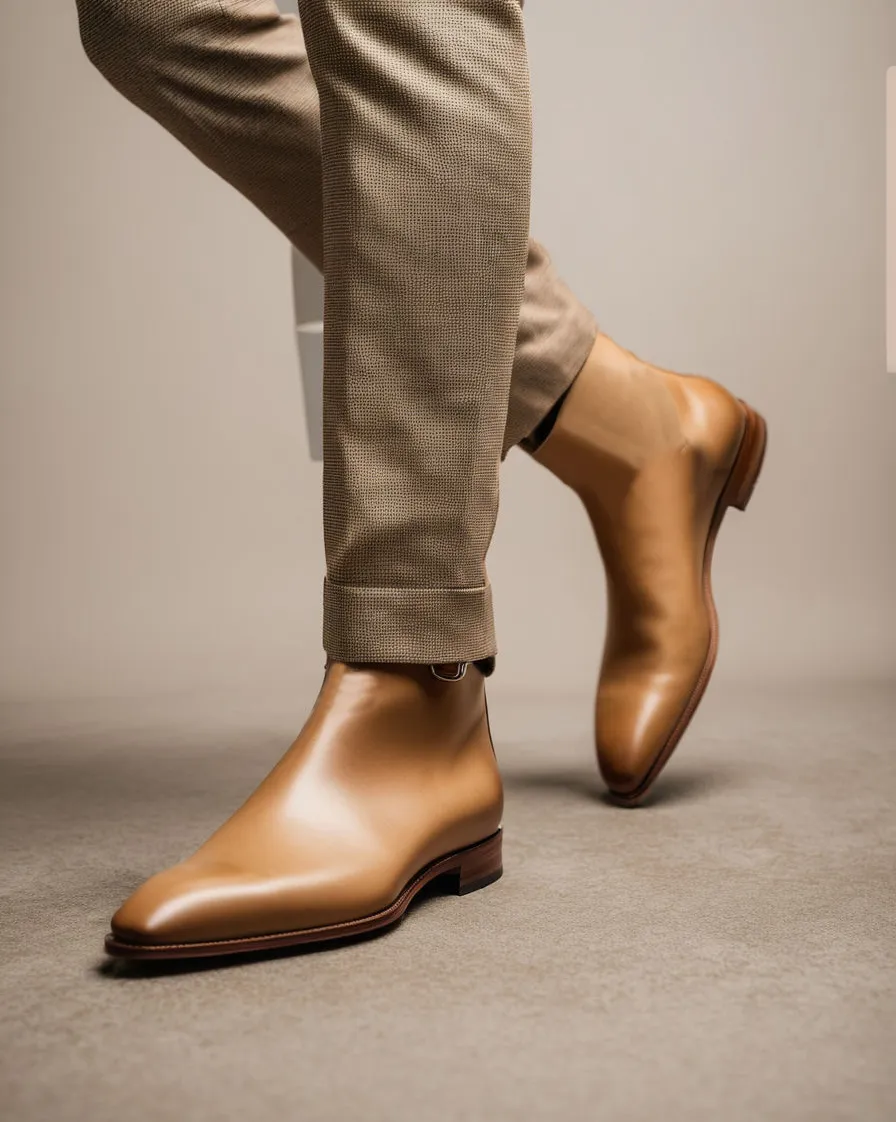 Cream Leather Amarante Slip On Jodhpur Boots sold by Costoso Italiano