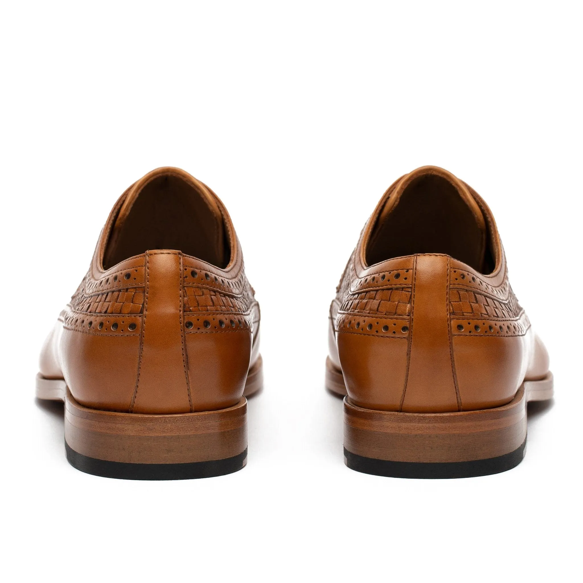Flat Feet Shoes - Tan Braided Leather Norwood Brogue Derby Shoes with Arch Support sold by Costoso Italiano product image thumbnail 3