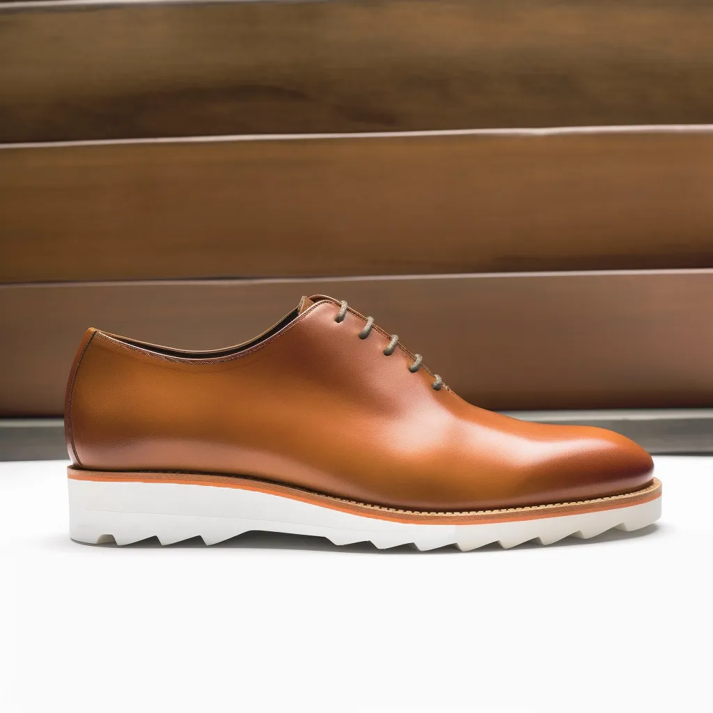 Tan Leather Stellan Lace Up Whole Cut Oxfords with White Sole - Summer 2024 Collection sold by Costoso Italiano
