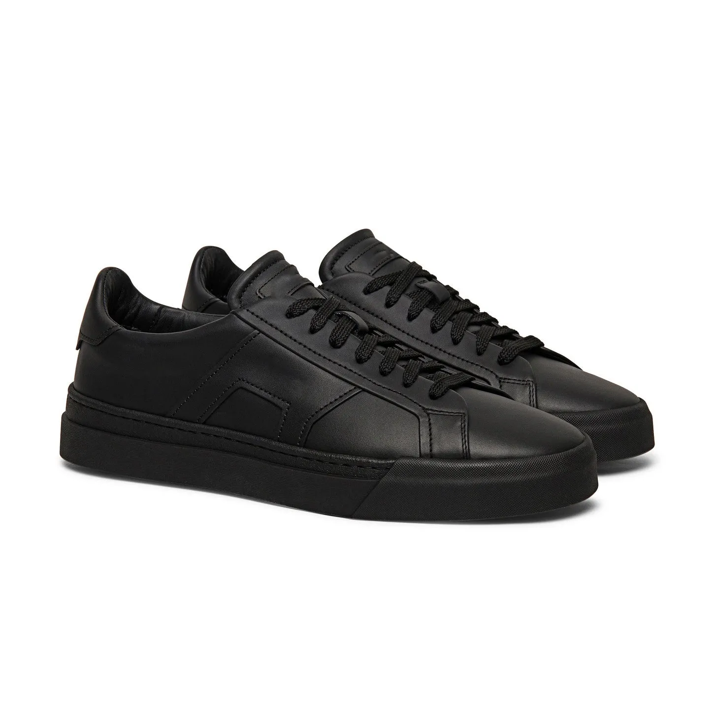 Matte Black Leather Amelie Lace Up Sneakers - AW24 sold by Costoso Italiano