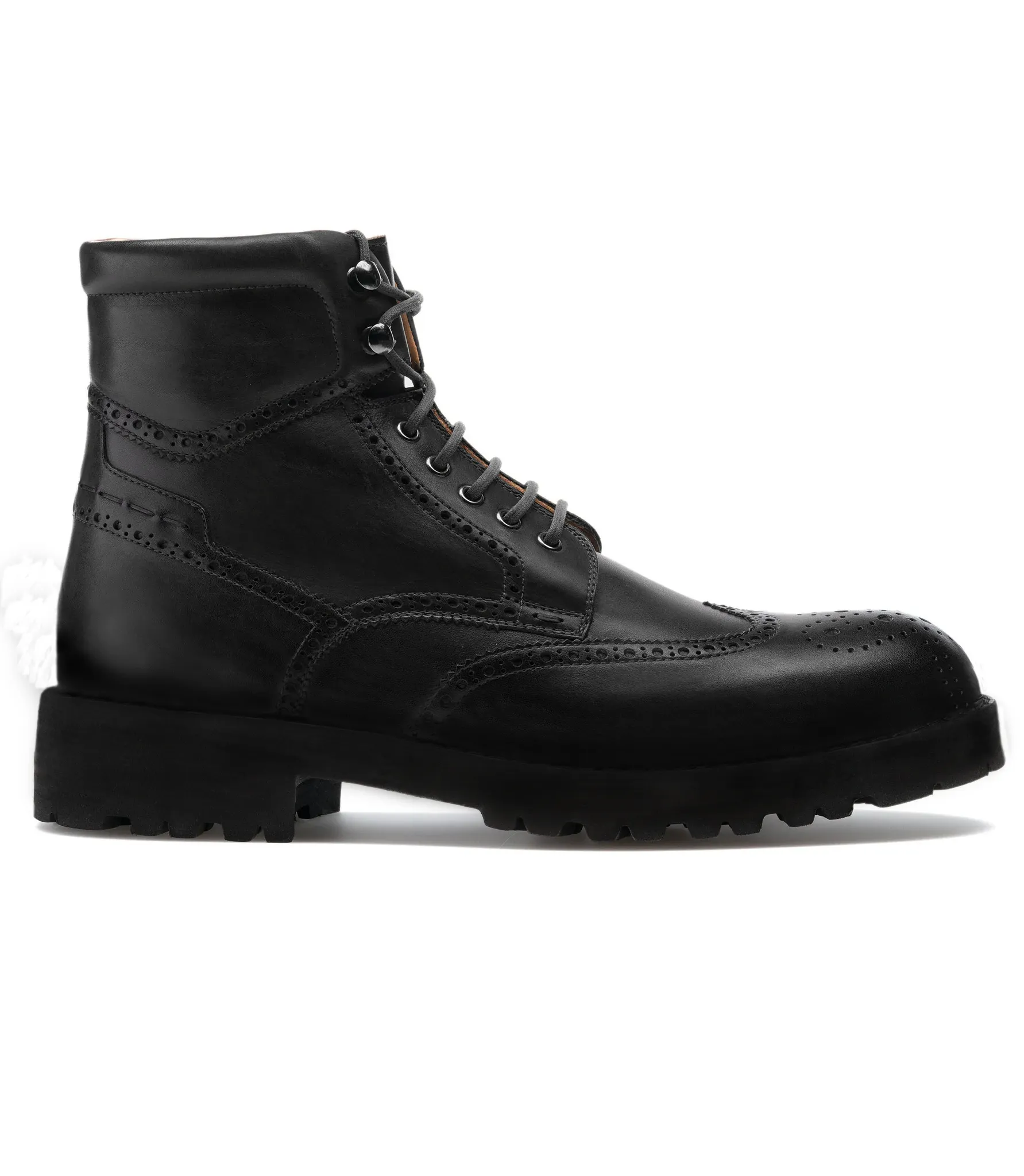 Luxury Edition - Artisian Made Height Increasing Black Italian Leather Troyes Chunky Derby Boots sold by Costoso Italiano product image thumbnail 3