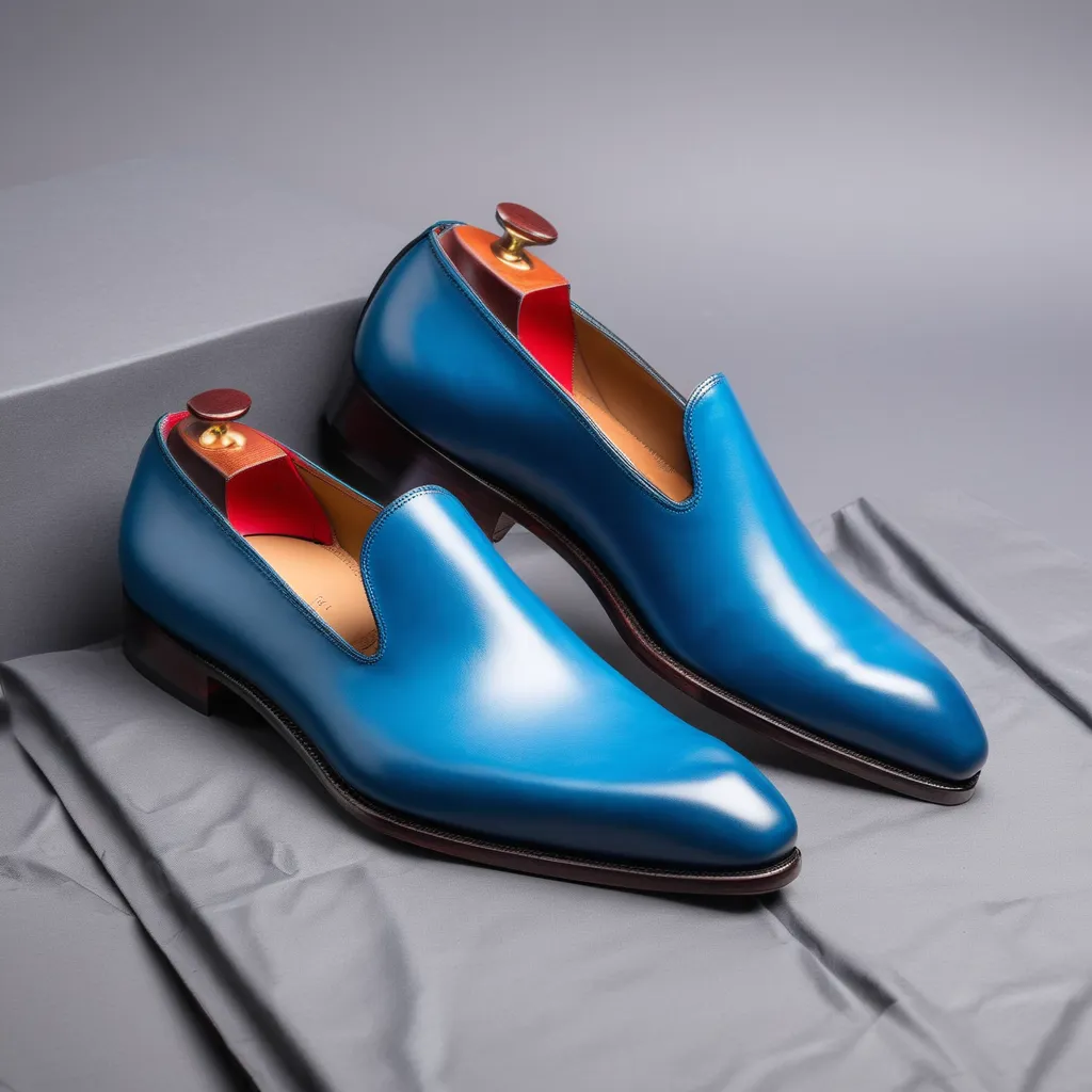 Blue Leather Boreas Minimalist Loafers sold by Costoso Italiano