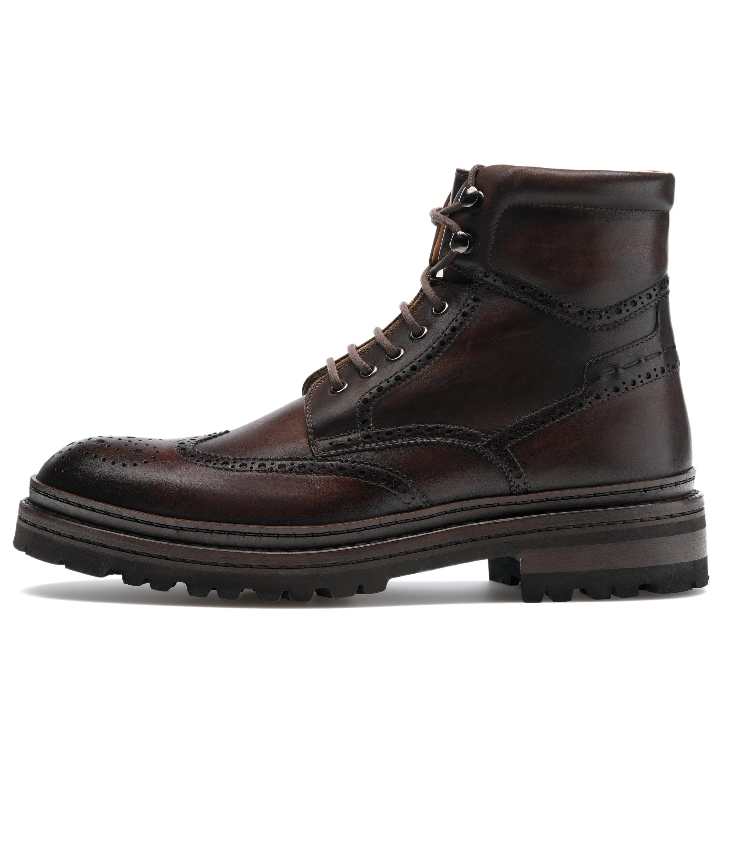 Height Increasing Brown Leather Troyes Chunky Derby Boots - AW24 - Hiking and Trekking Boots sold by Costoso Italiano product image thumbnail 3