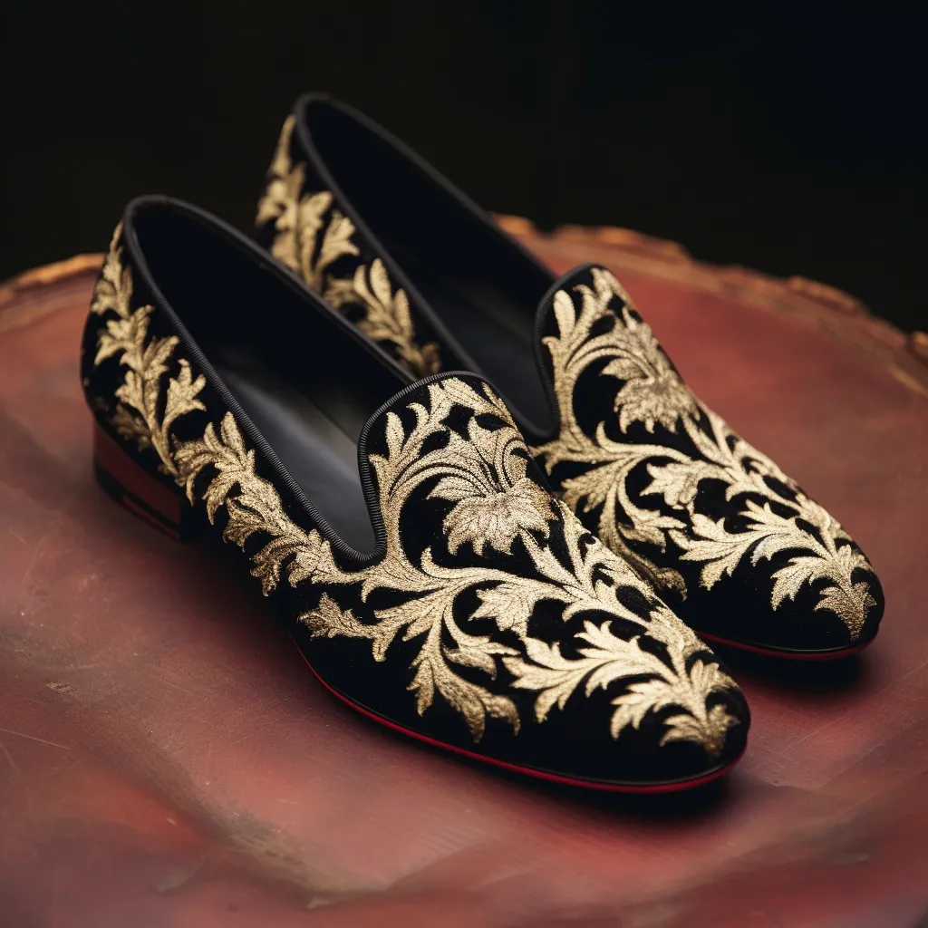 Black Velvet Hand Work Zardozi Peshawari Loafers | Wedding Shoes for Groom | Shoes for Haldi Mehendi Sangeet sold by Costoso Italiano