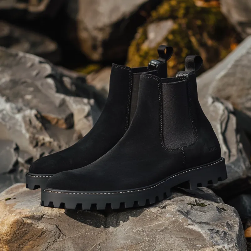 Black Leather Evangelista With Thick Sole Zipper Boots sold by Costoso Italiano