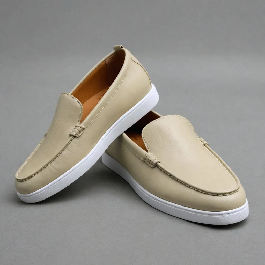 Cream Leather Magnus Slip On Sneakers sold by Costoso Italiano