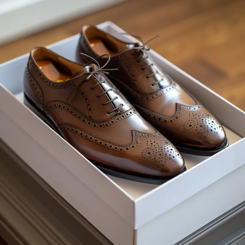 Tan Leather Hayden Brogue Oxfords - Formal Shoes sold by Costoso Italiano