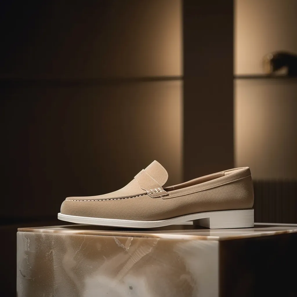 Beige Suede Franco Loafers sold by Costoso Italiano