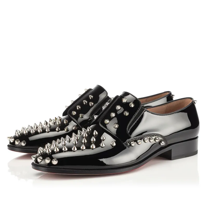 Black Leather Spike PoshWalker Slip On Studded Loafers - SS23 sold by Costoso Italiano