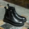 Black Leather Ammone With Thick Sole Chelsea Boot: The Royale Collection sold by Costoso Italiano