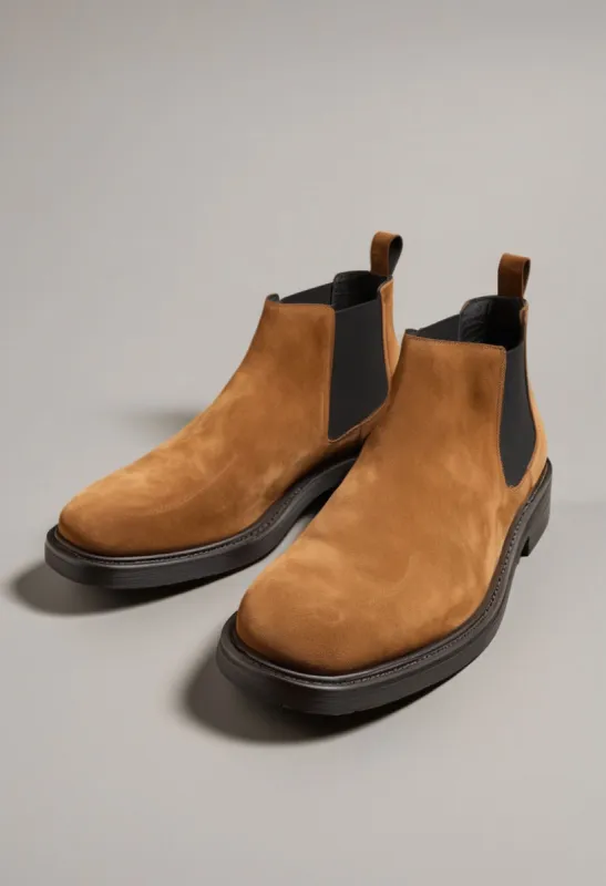 Tan Suede Leather Grayson Chelsea Boot sold by Costoso Italiano