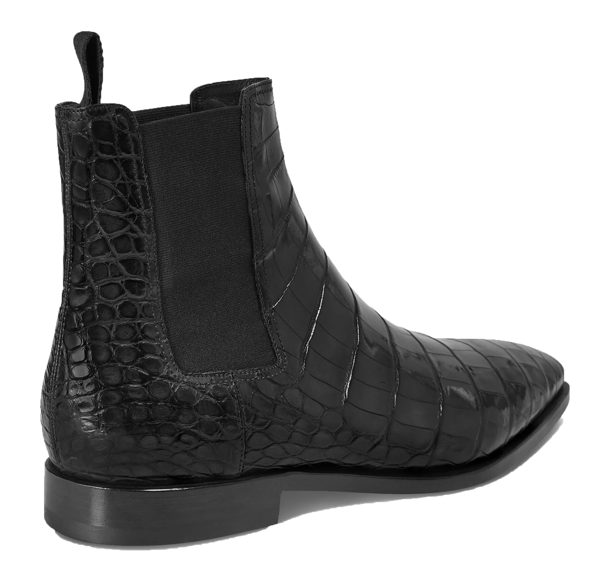 Height Increasing Black Alligator Textured Leather Evington Chelsea Slip On Boots sold by Costoso Italiano product image thumbnail 4