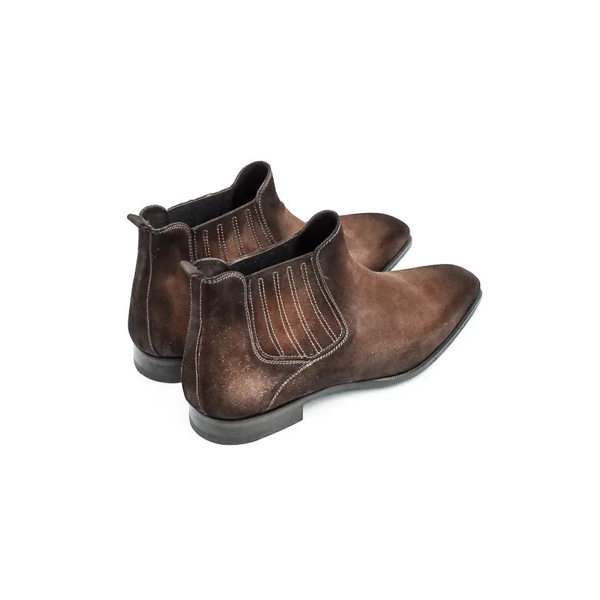 Height Increasing Goodyear Welted Cadaval Brown Suede Chelsea Boot with Violin Leather Sole sold by Costoso Italiano product image thumbnail 4