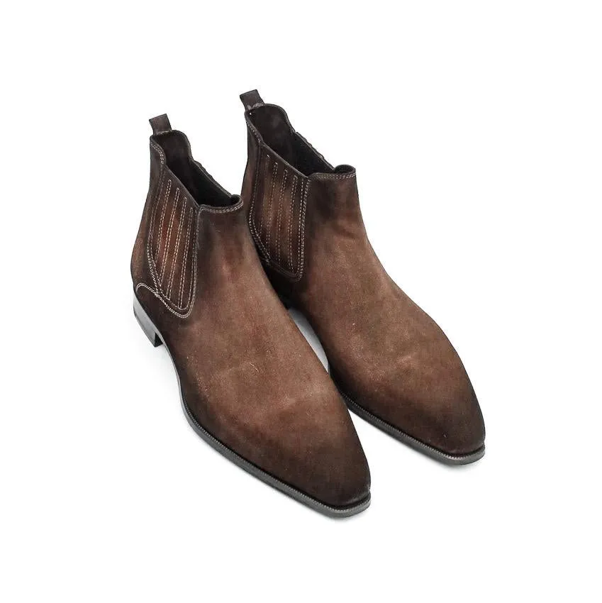 Flat Feet Shoes - Goodyear Welted Cadaval Brown Suede Chelsea Boot with Violin Leather Sole with Arch Support sold by Costoso Italiano