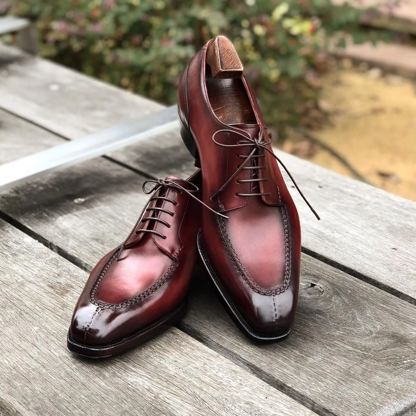 Burgundy Brown Leather Galway Lace Up Derby Shoes - AW24 sold by Costoso Italiano