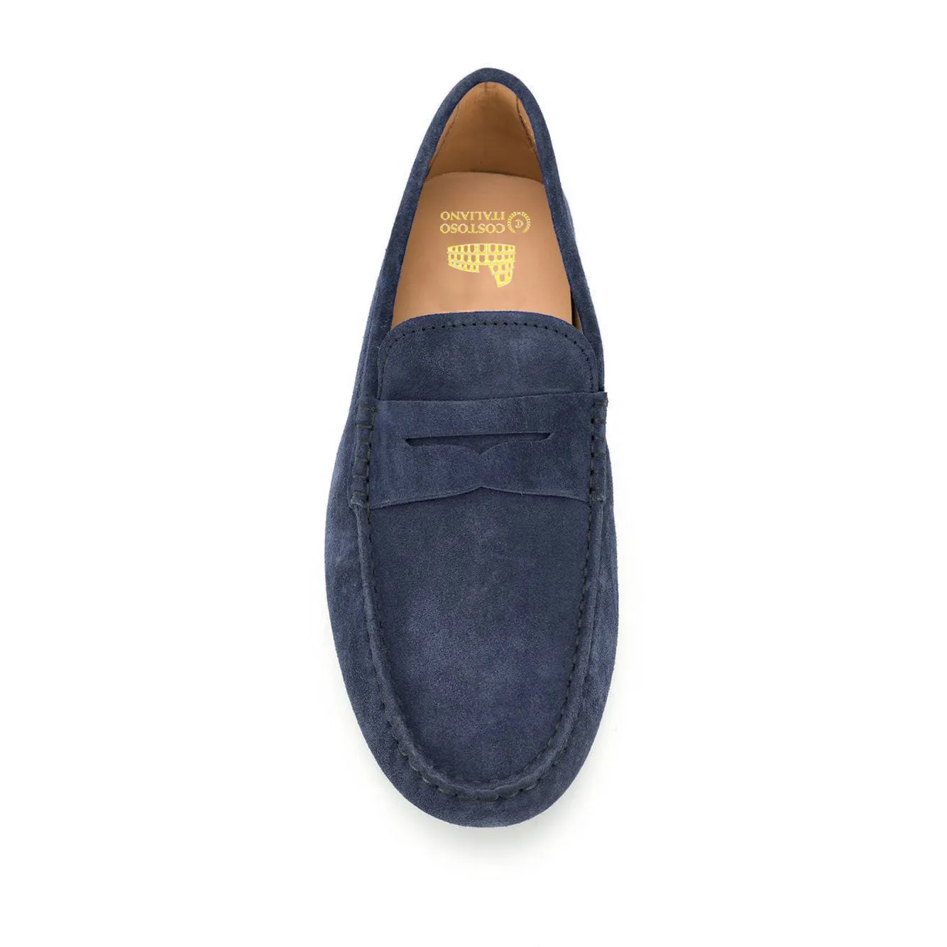 Height Increasing Navy Blue Suede Alcalde Penny Driving Loafers sold by Costoso Italiano product image thumbnail 3