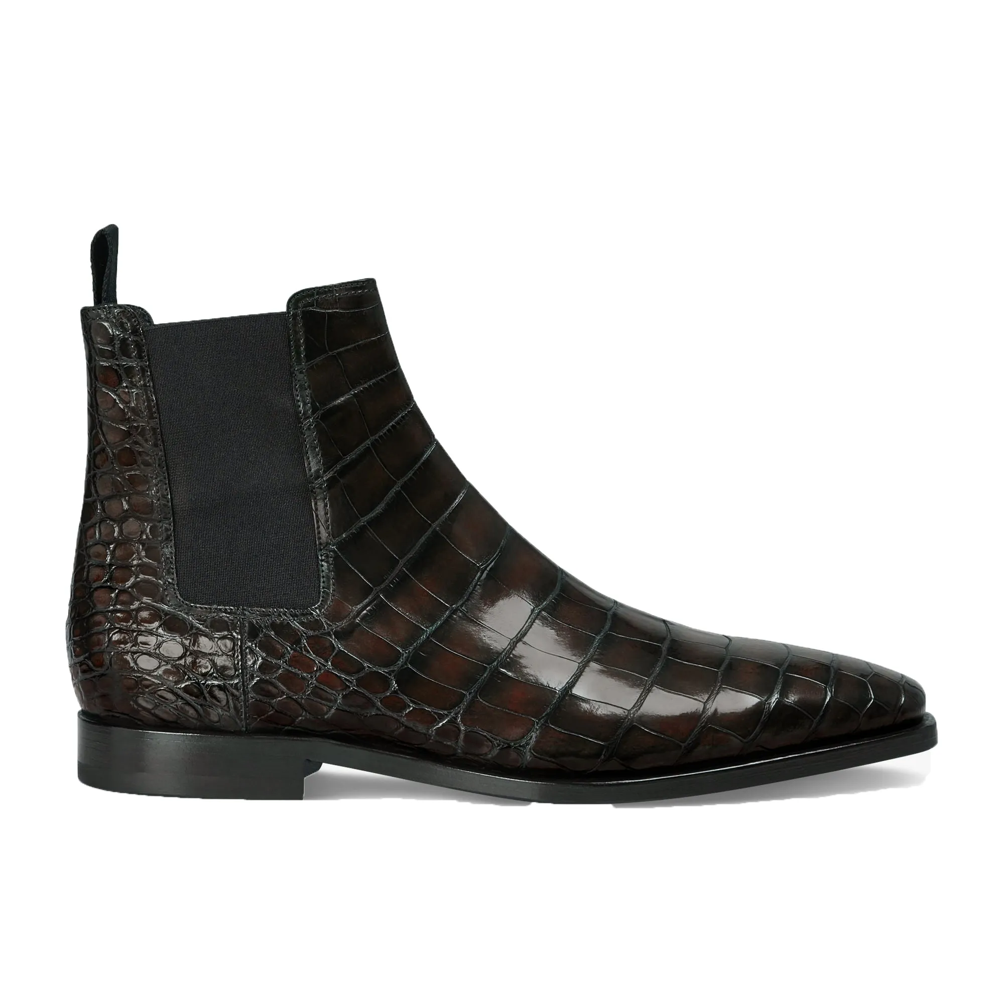 Brown Alligator Textured Leather Evington Chelsea Slip On Boots sold by Costoso Italiano product image thumbnail 3