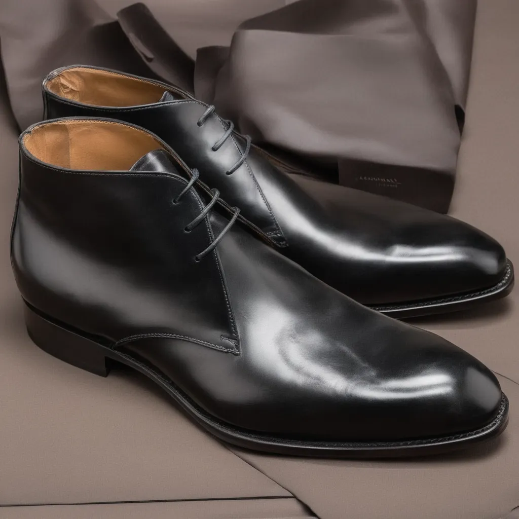 Black Leather Gabrovo Chukka Lace Up Boots sold by Costoso Italiano