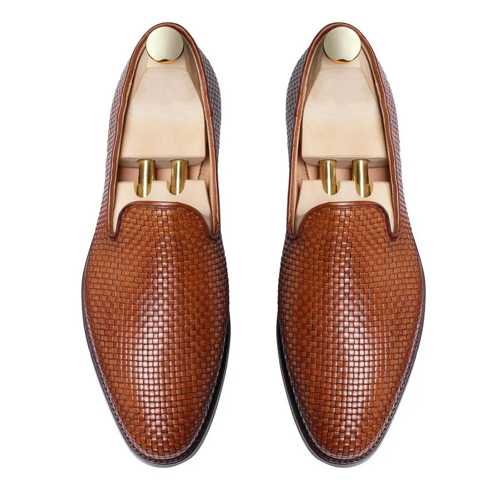 Flat Feet Shoes - Tan Braided Leather Forst Loafers with Arch Support sold by Costoso Italiano product image thumbnail 3