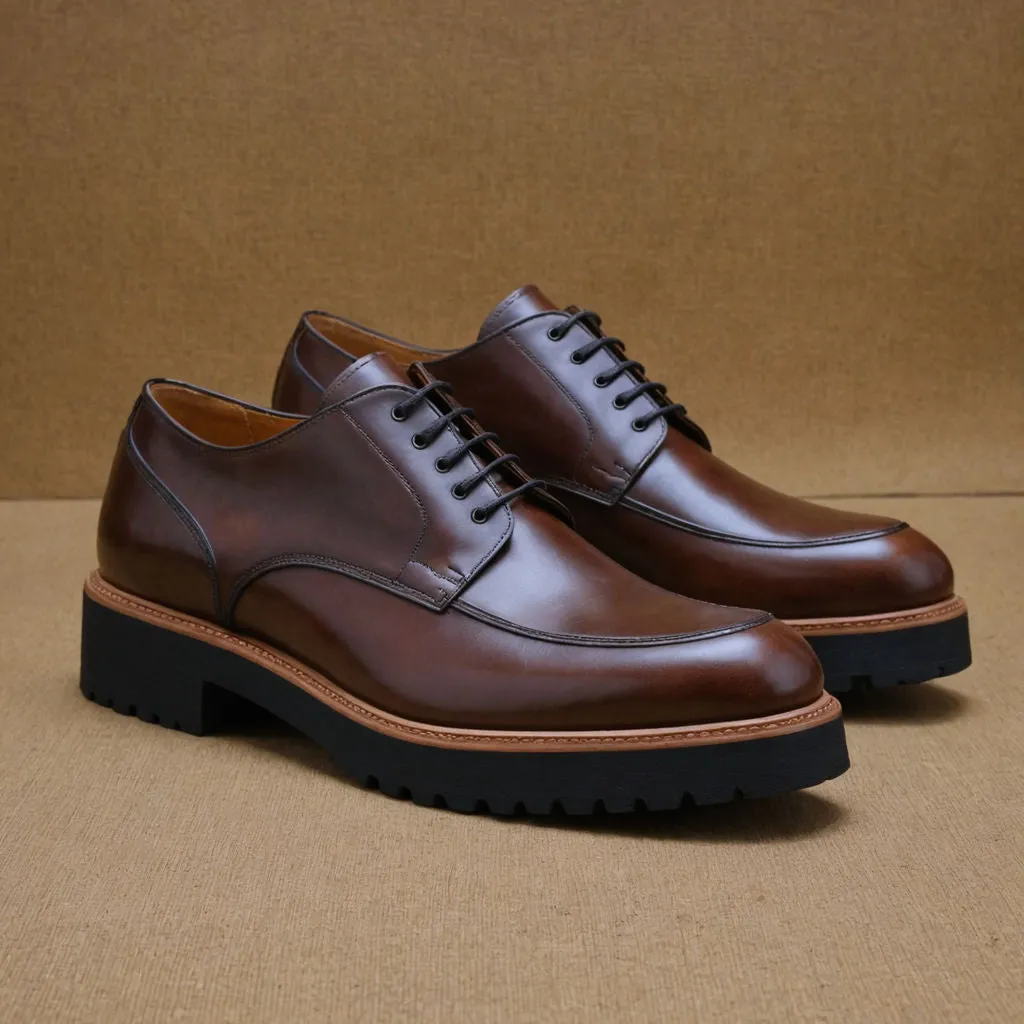 Brown Leather Orion Chunky Derby Shoes - SS23 sold by Costoso Italiano