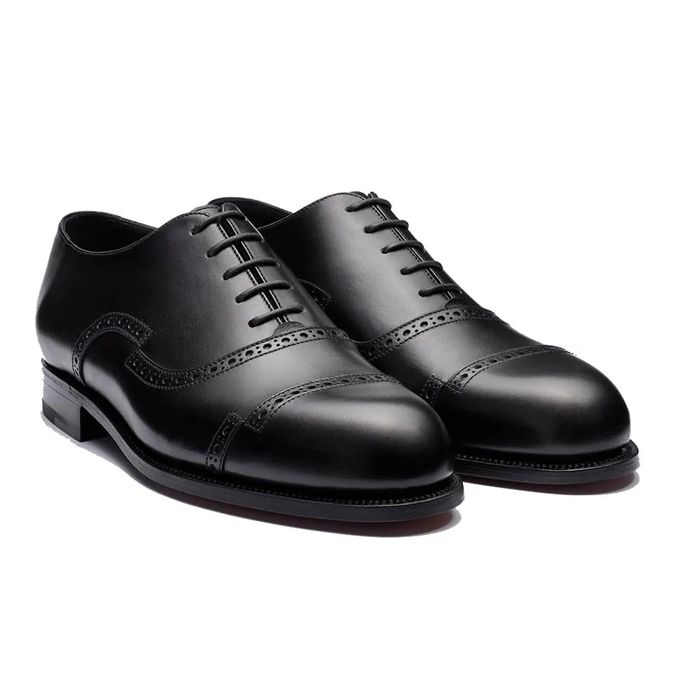 Flat Feet Shoes - Black Leather Broxtowe Brogue Oxfords with Arch Support sold by Costoso Italiano product image thumbnail 2