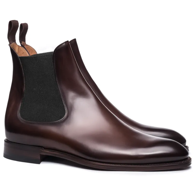 Flat Feet Shoes - Dark Brown Leather Fenland Slip On Chelsea Boots with Arch Support sold by Costoso Italiano