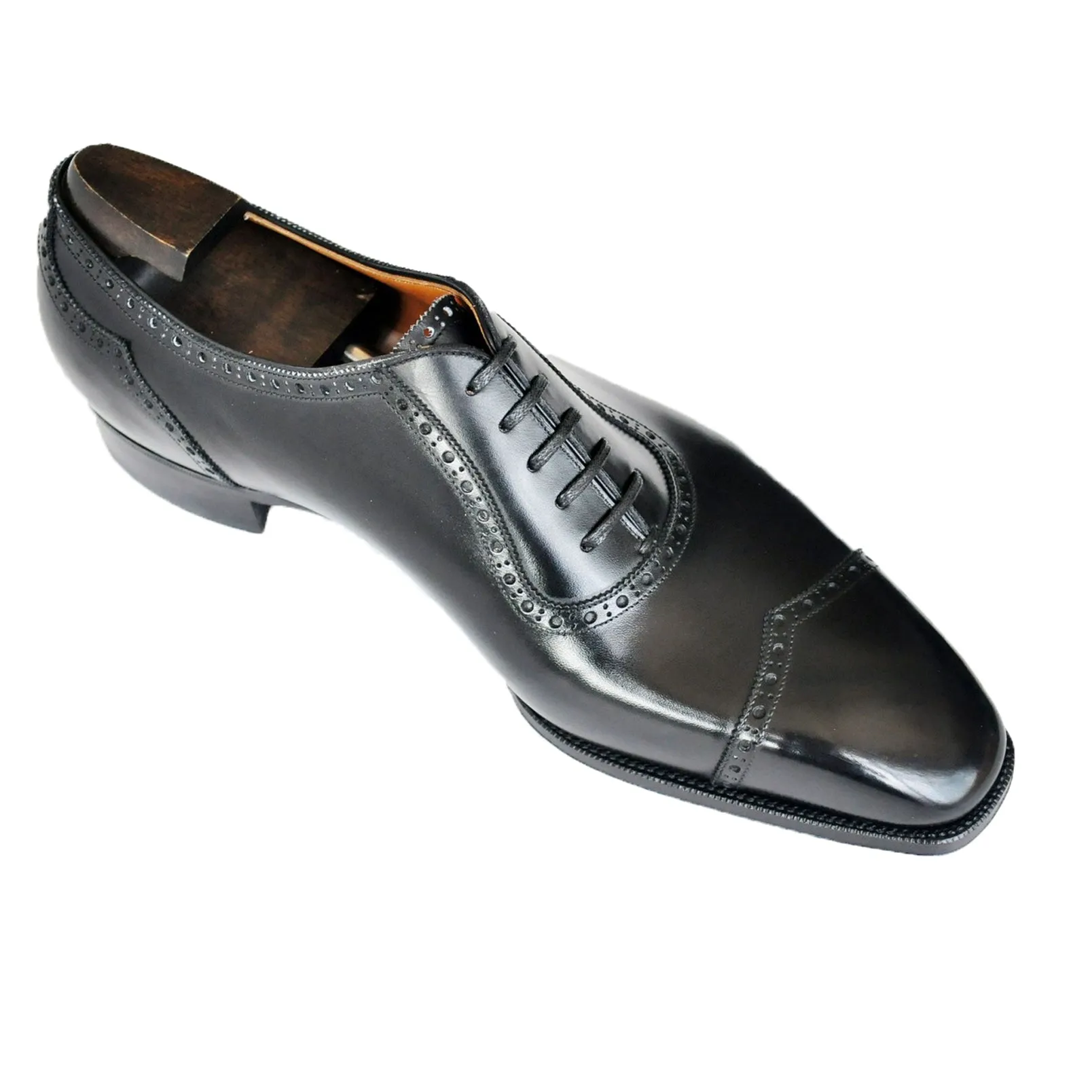 Black Leather Cheshire Oxford Shoes sold by Costoso Italiano