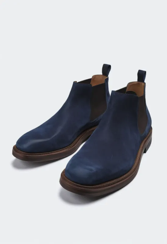Dark Blue Suede Leather Grayson Chelsea Boot sold by Costoso Italiano