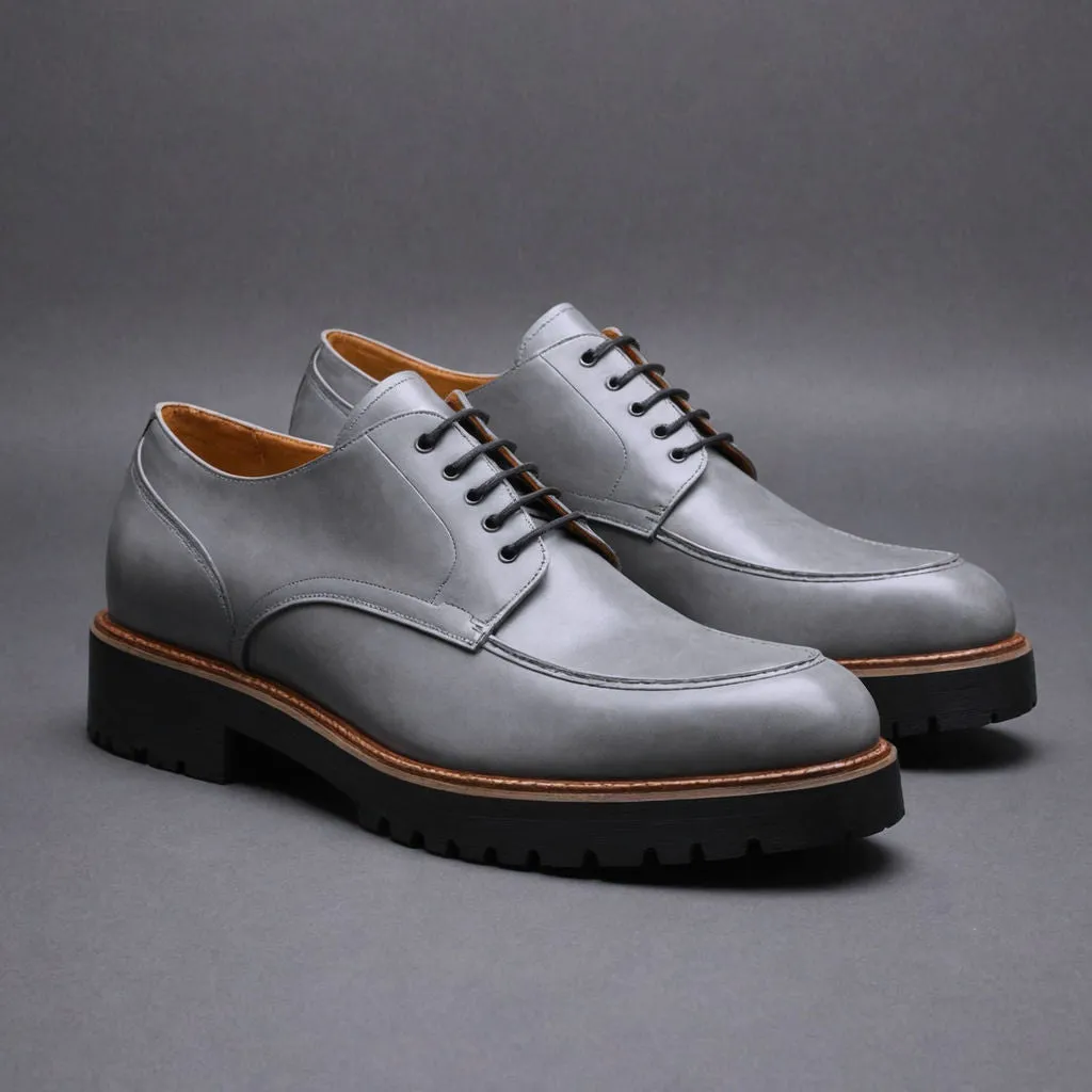 Grey Leather Orion Chunky Derby Shoes - SS23 sold by Costoso Italiano