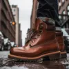 Dark Brown Leather Appoggio Ankle Rugged Lace Up Combat Hiking Boots with Chunky Track Sole sold by Costoso Italiano
