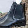 Height Increasing Black Leather Fenland Slip On Chelsea Boots sold by Costoso Italiano