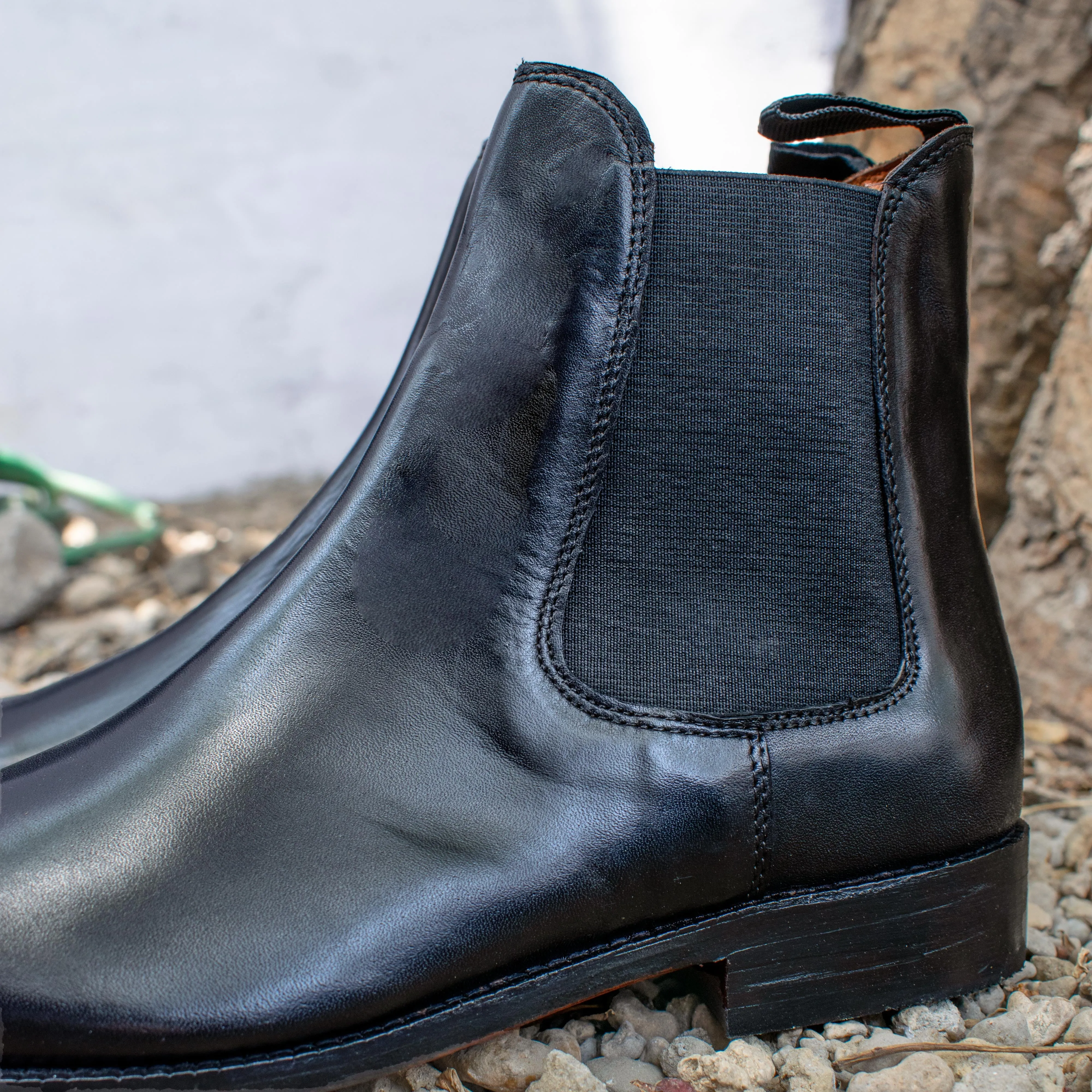 Height Increasing Black Leather Fenland Slip On Chelsea Boots sold by Costoso Italiano product image thumbnail 3
