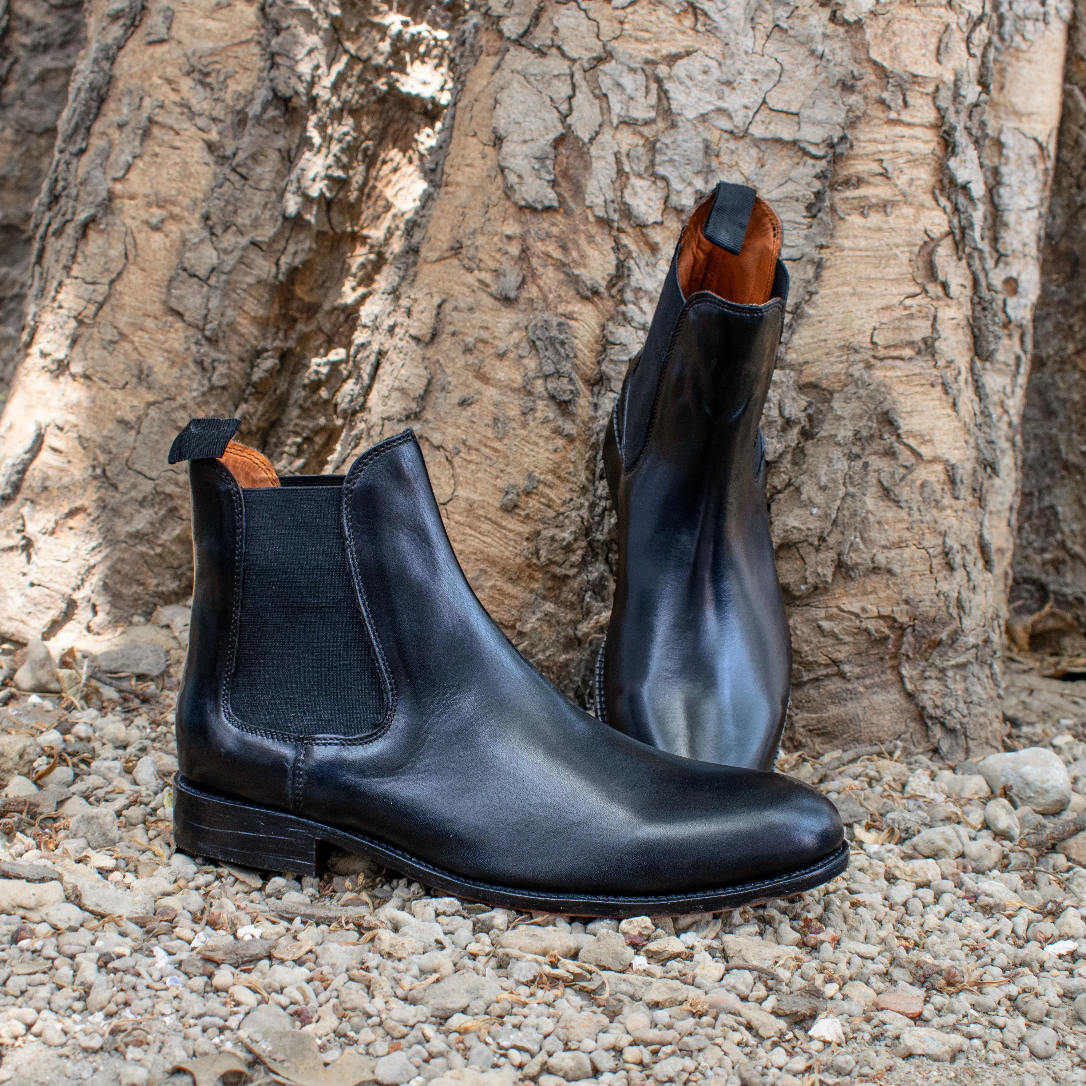 Height Increasing Black Leather Fenland Slip On Chelsea Boots sold by Costoso Italiano product image thumbnail 2