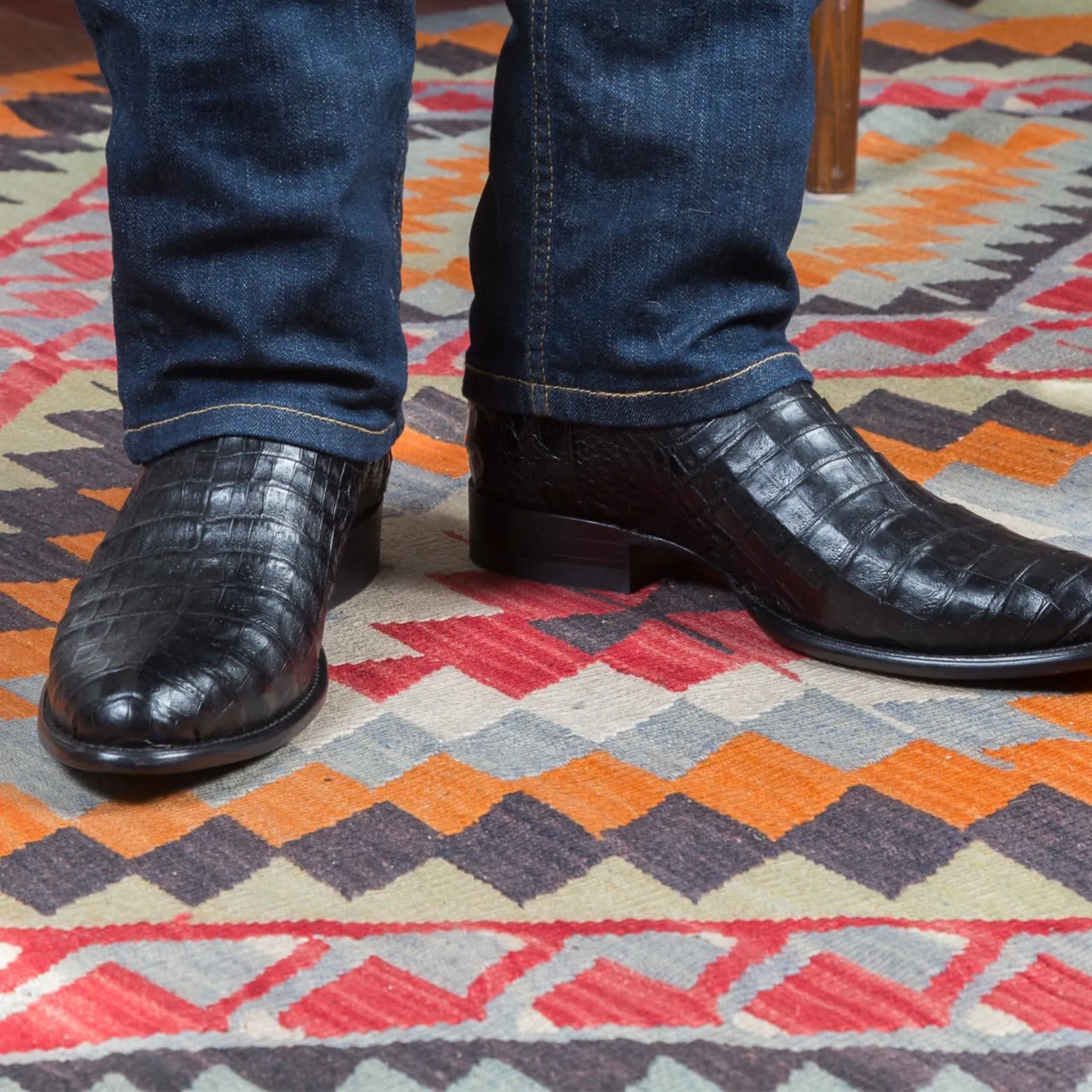 Luxury Edition - Artisian Made Height Increasing Black Italian Italian Leather Remington Slip On Zipper Western Cowboy Boots - GOODYEAR WELTED FIDDLE BACK VIOLIN SOLE sold by Costoso Italiano product image thumbnail 2