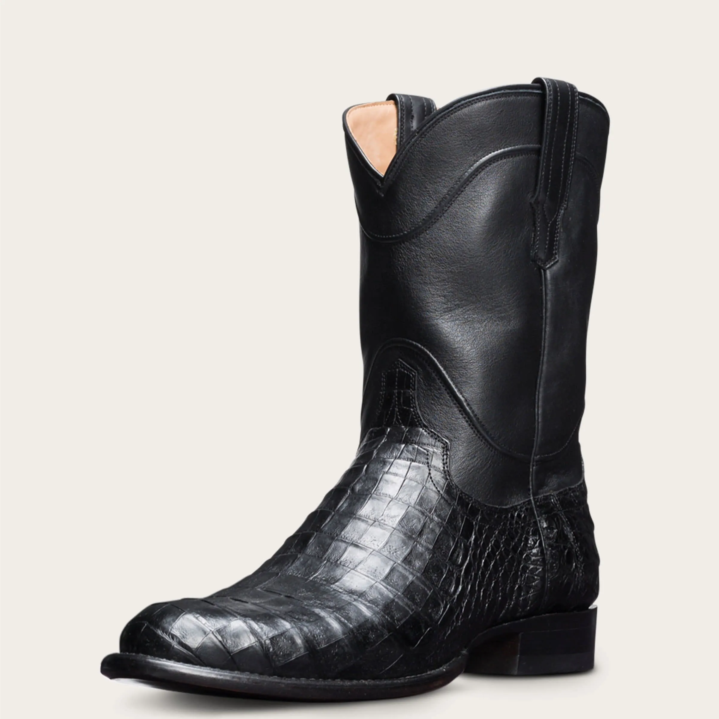 Luxury Edition - Artisian Made Height Increasing Black Italian Italian Leather Remington Slip On Zipper Western Cowboy Boots - GOODYEAR WELTED FIDDLE BACK VIOLIN SOLE sold by Costoso Italiano product image thumbnail 3