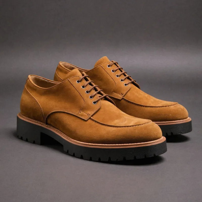 Tan Suede Leather Orion Chunky Derby Shoes - SS23 sold by Costoso Italiano